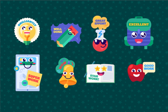 Cartoon Study Reward Stickers Set