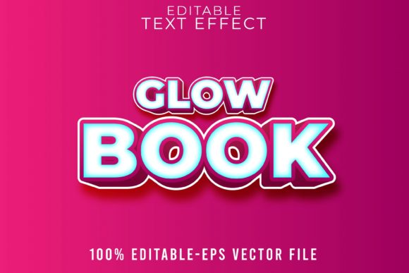 Editable Text Effect Glow Book