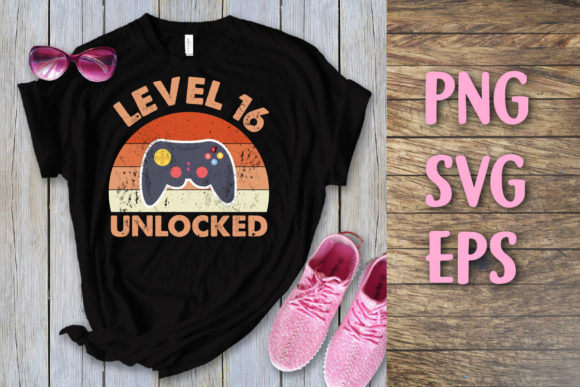 Level 16 Unlocked Vintage Birthday Svg: A Versatile Design for Print on Demand