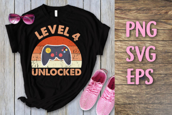 Level 4 Unlocked Vintage Birthday Svg
